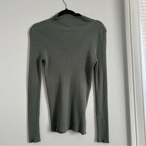 Nine West Olive Ribbed Knit Top